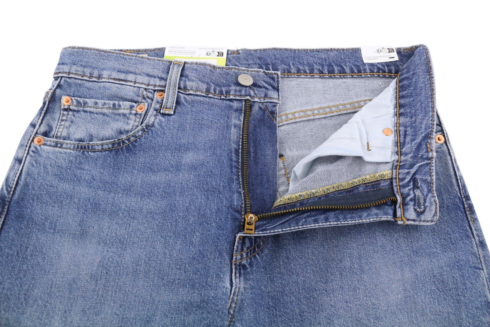 LEVI'S 512 Slim Taper Men Jeans W33/L34 Blue Whiskers Faded Stretch Flex