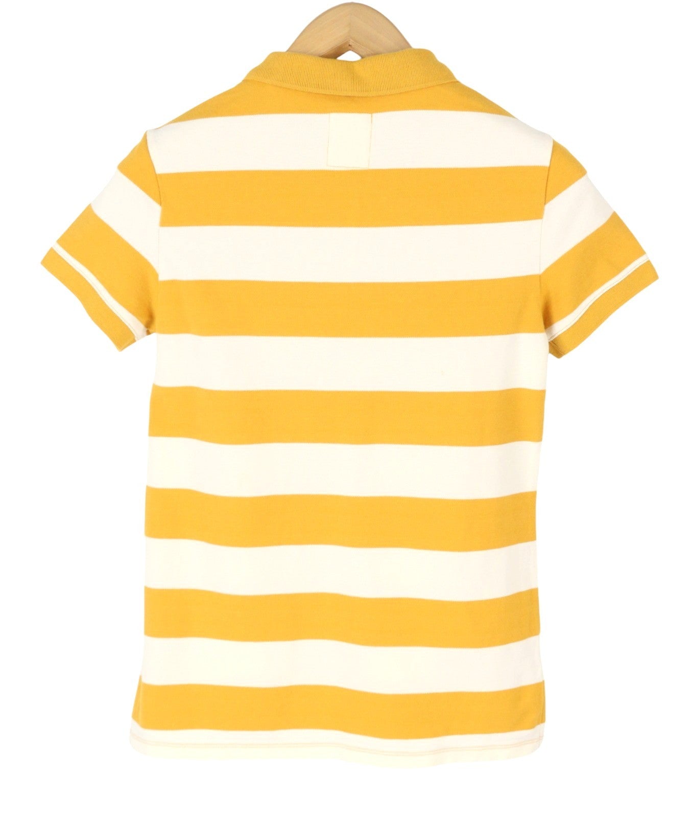 AMERICAN EAGLE OUTFITTERS Women T-Shirt S Mustard Striped Polo Short Sleeved