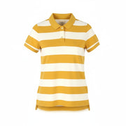 AMERICAN EAGLE OUTFITTERS Women T-Shirt XL Mustard Striped Polo Short Sleeve