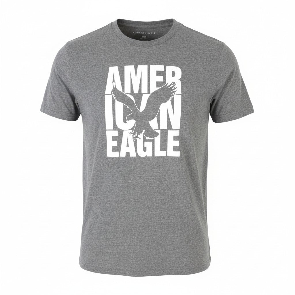 AMERICAN EAGLE OUTFITTERS Men T-Shirt S Grey Melange Classic Fit Short Sleeved