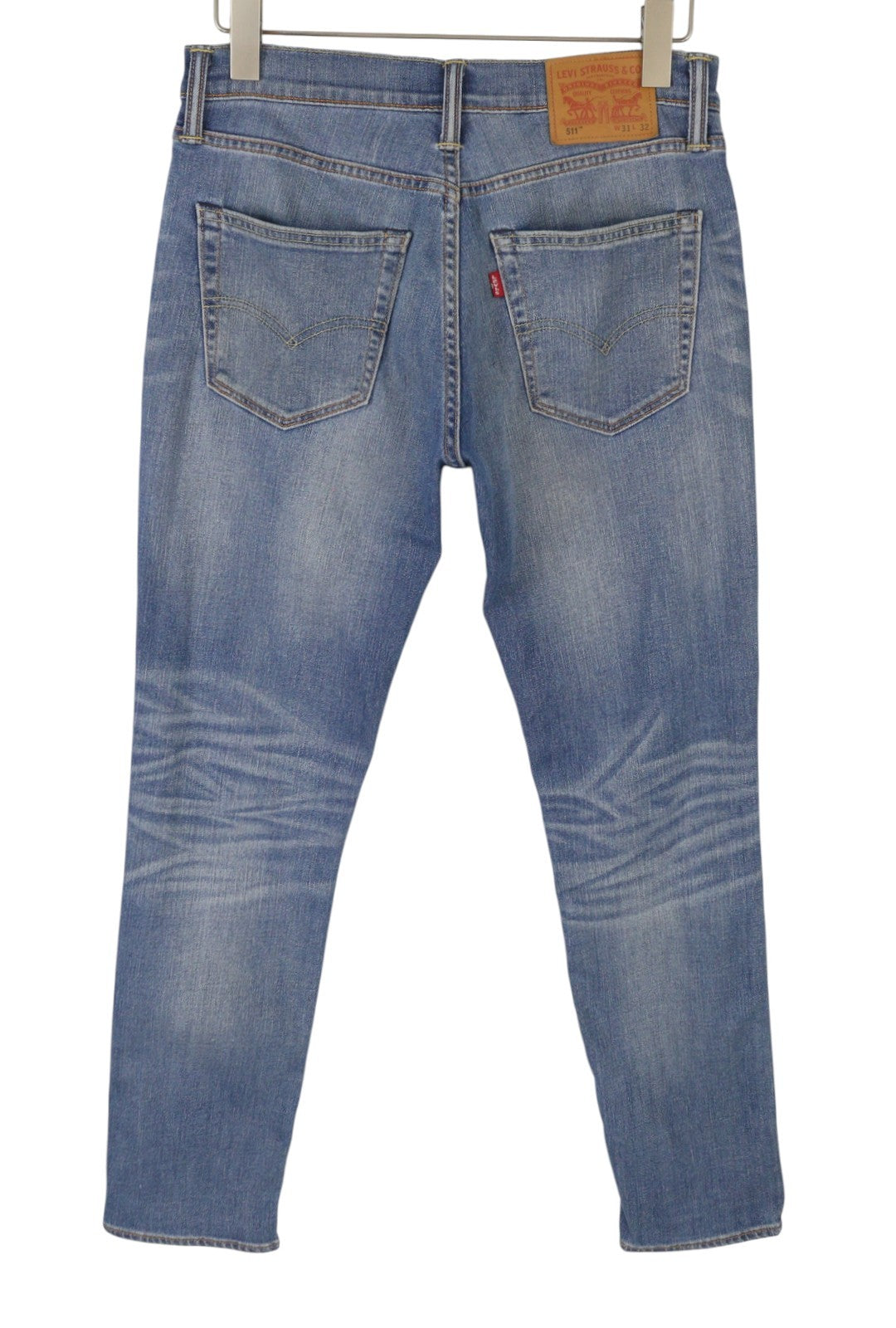 LEVI'S 511 Men Jeans W31/L32 Blue Whiskers Faded Slim Fit Denim