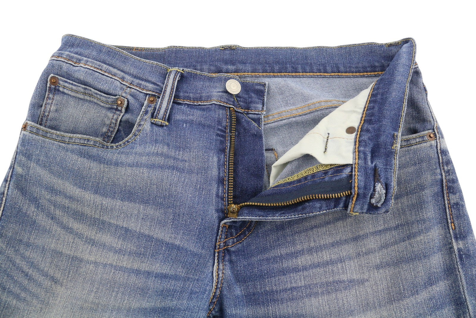 LEVI'S 511 Men Jeans W31/L32 Blue Whiskers Faded Slim Fit Denim