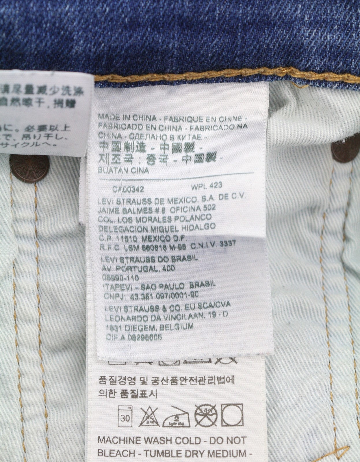 LEVI'S 511 Men Jeans W31/L32 Blue Whiskers Faded Slim Fit Denim
