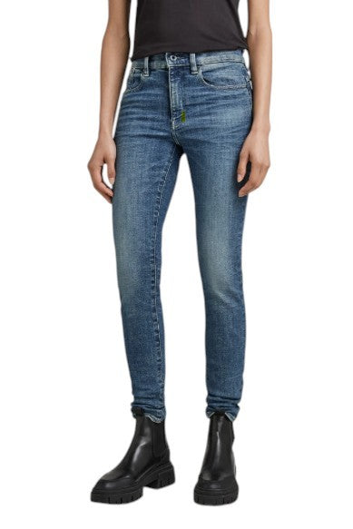 G-STAR Lhana Skinny Women Jeans W31/L36 Blue Whiskers Faded Zip Fly Denim