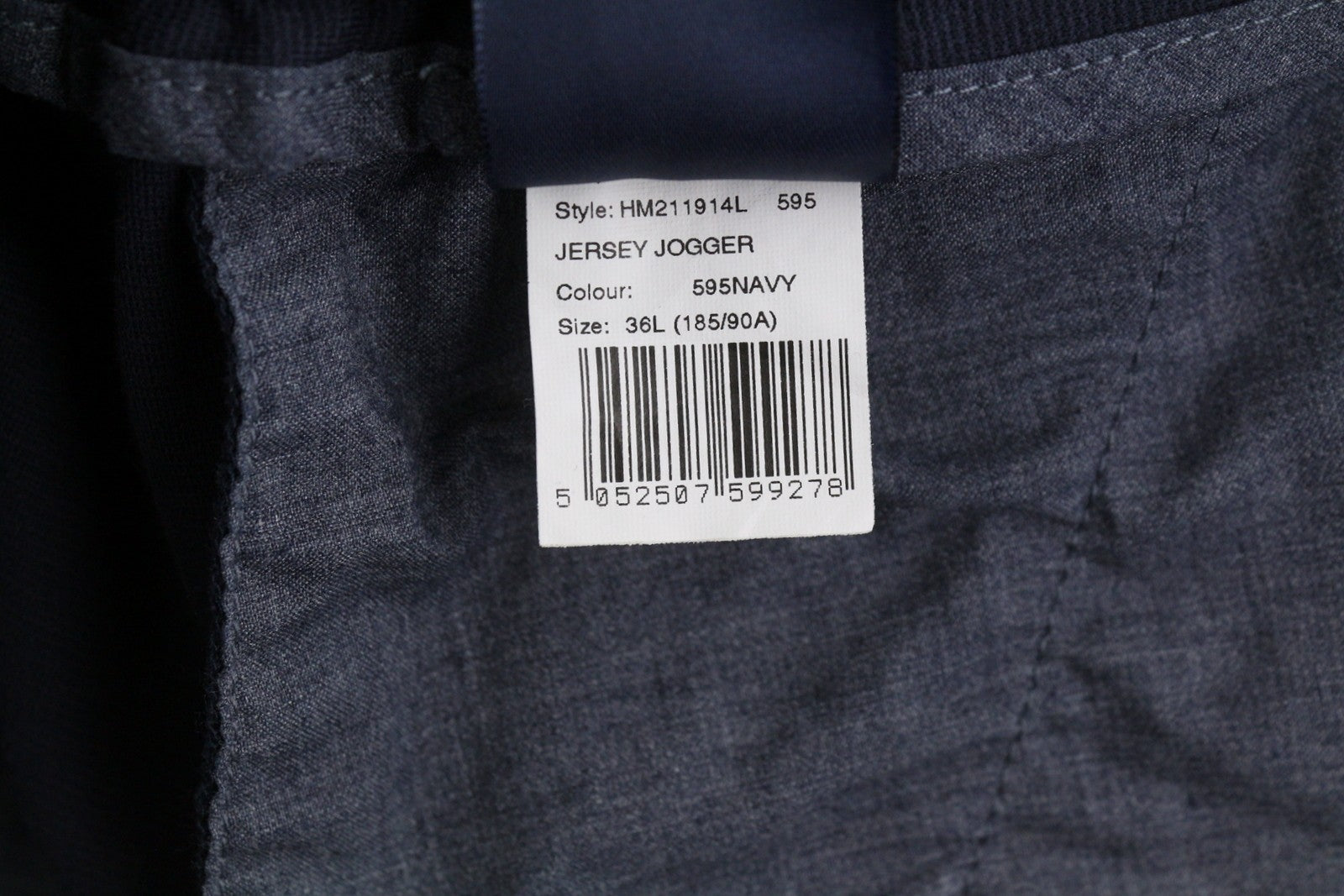 HACKETT Jersey Jogger Men Trousers UK36L W34 Dark Blue Elastic Waist Slim Fit