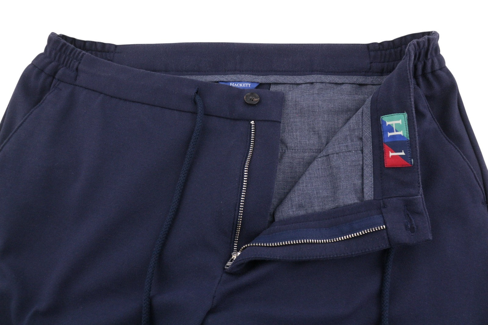 HACKETT Jersey Jogger Men Trousers UK36L W34 Dark Blue Elastic Waist Slim Fit