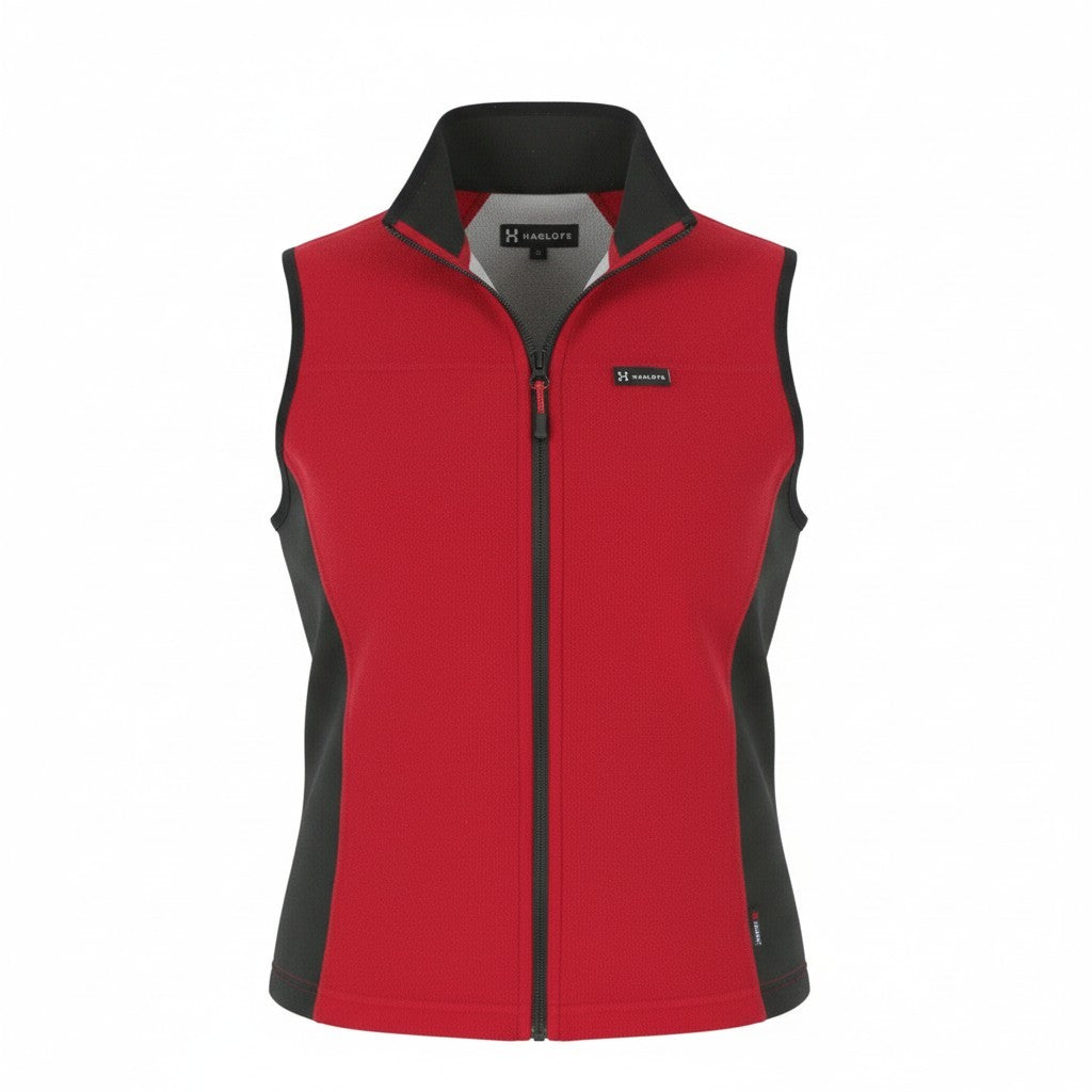 HAGLOFS Women Waistcoat EU38 M Red Polartec Fleece High Full Zip Lightweight