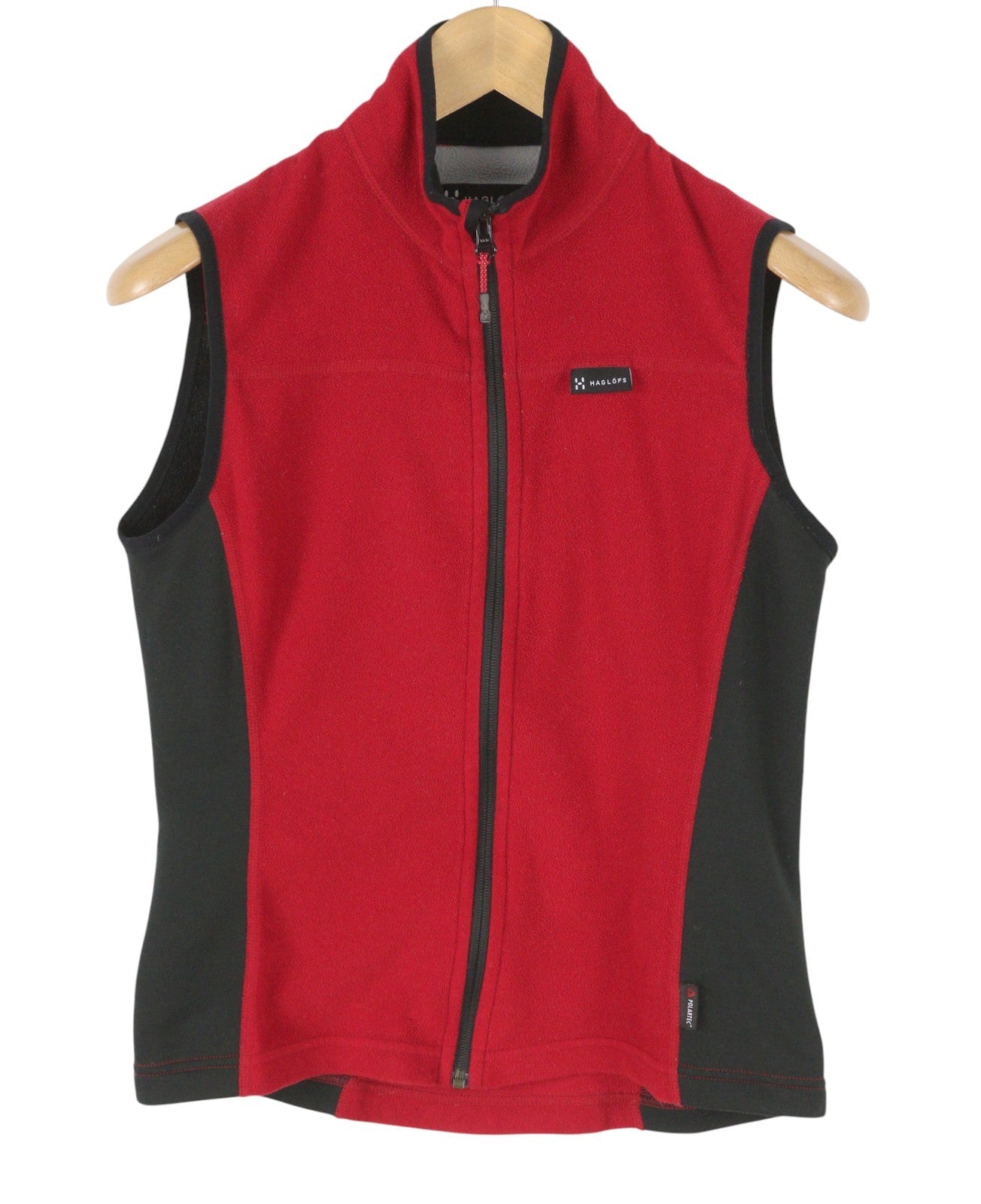 HAGLOFS Women Waistcoat EU38 M Red Polartec Fleece High Full Zip Lightweight