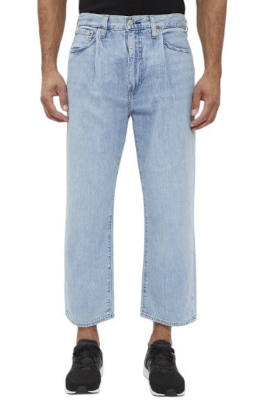 LEVI'S 568 Men Jeans W32 Blue Whiskers Faded Pleated Ankle Loose Linen Blend