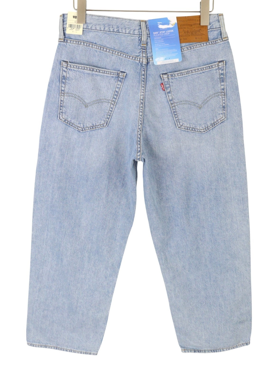 LEVI'S 568 Men Jeans W32 Blue Whiskers Faded Pleated Ankle Loose Linen Blend