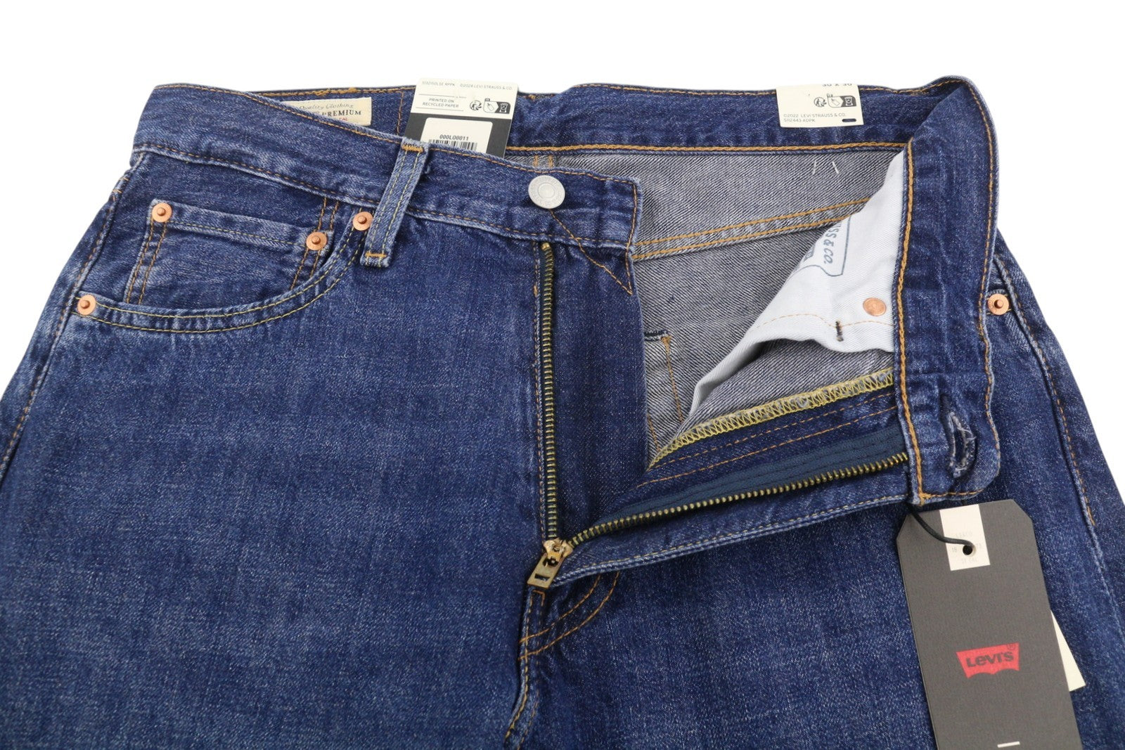 LEVI'S 555 Relaxed Straight Men Jeans W30/L30 Blue Faded Linen Blend Big E