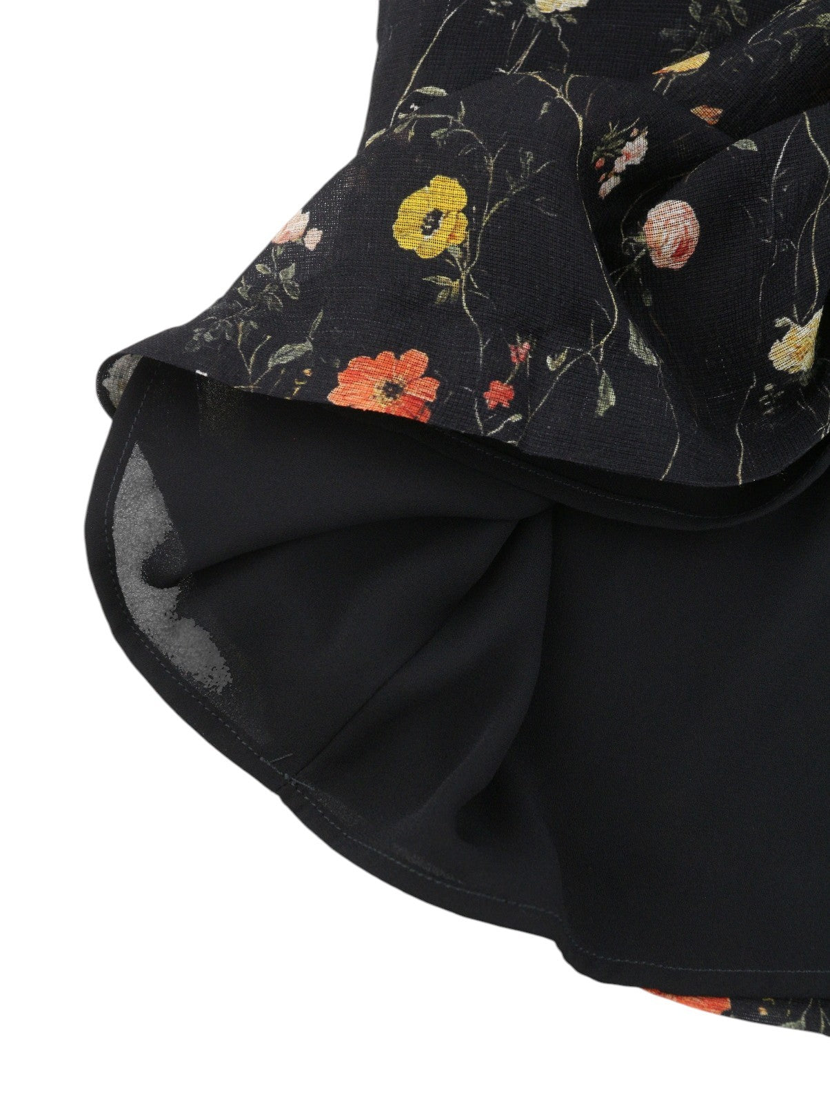 R13 Raglan Sleeve Babydoll Women Dress M Floral On Black Wool Silk RRP1299