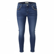 MOS MOSH Etta Shine Long Women Jeans W26 Blue Whiskers Faded Skinny Fit Zip