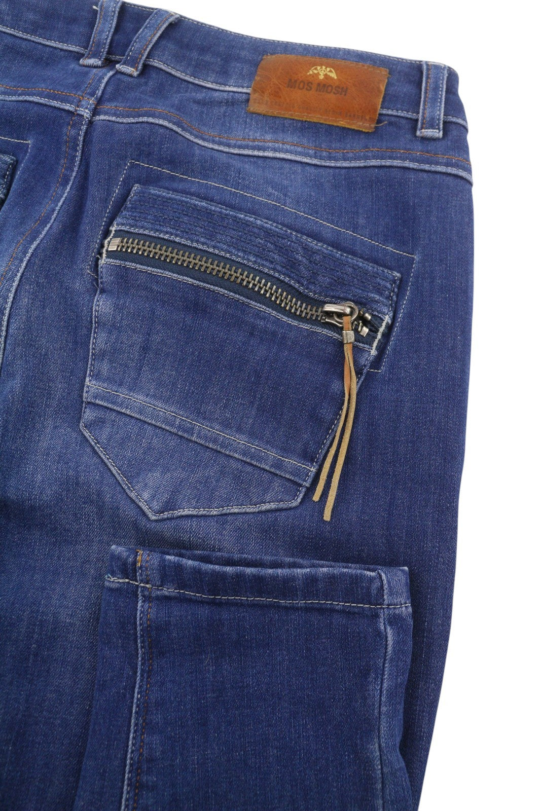 MOS MOSH Naomi Freedom Women Jeans W26 Blue Whiskers Faded Skinny Fit Zip