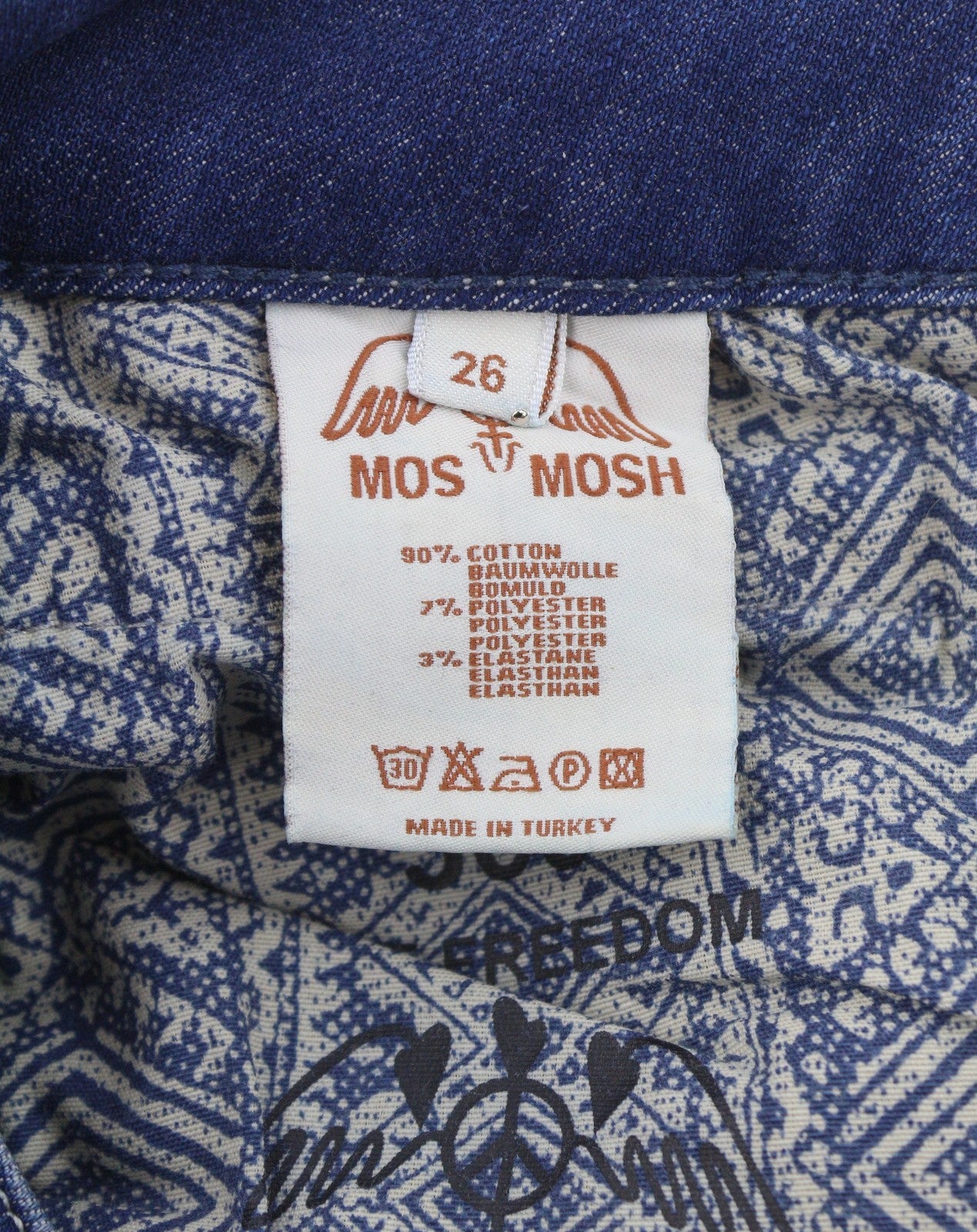 MOS MOSH Naomi Freedom Women Jeans W26 Blue Whiskers Faded Skinny Fit Zip