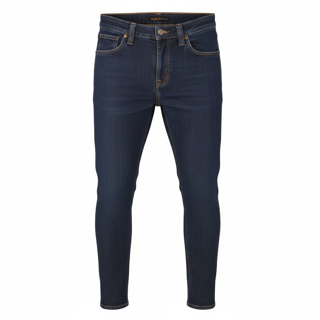 NUDIE JEANS Skinny Lin Rinsed Open Orange Men Jeans W29/L32 Dark Blue Zip Fly
