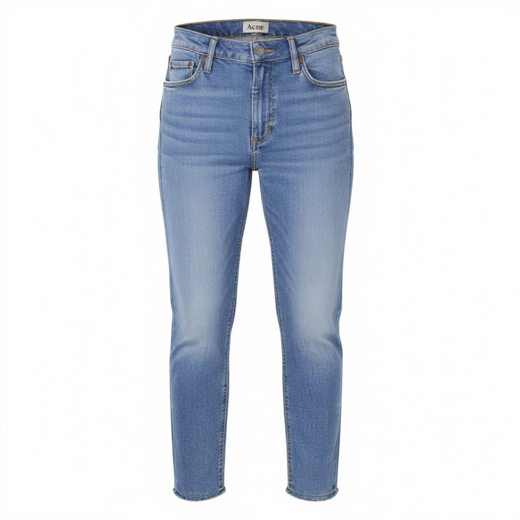 ACNE Flex Icon Women Jeans W26/L32 Blue Whiskers Faded Ripped Denim