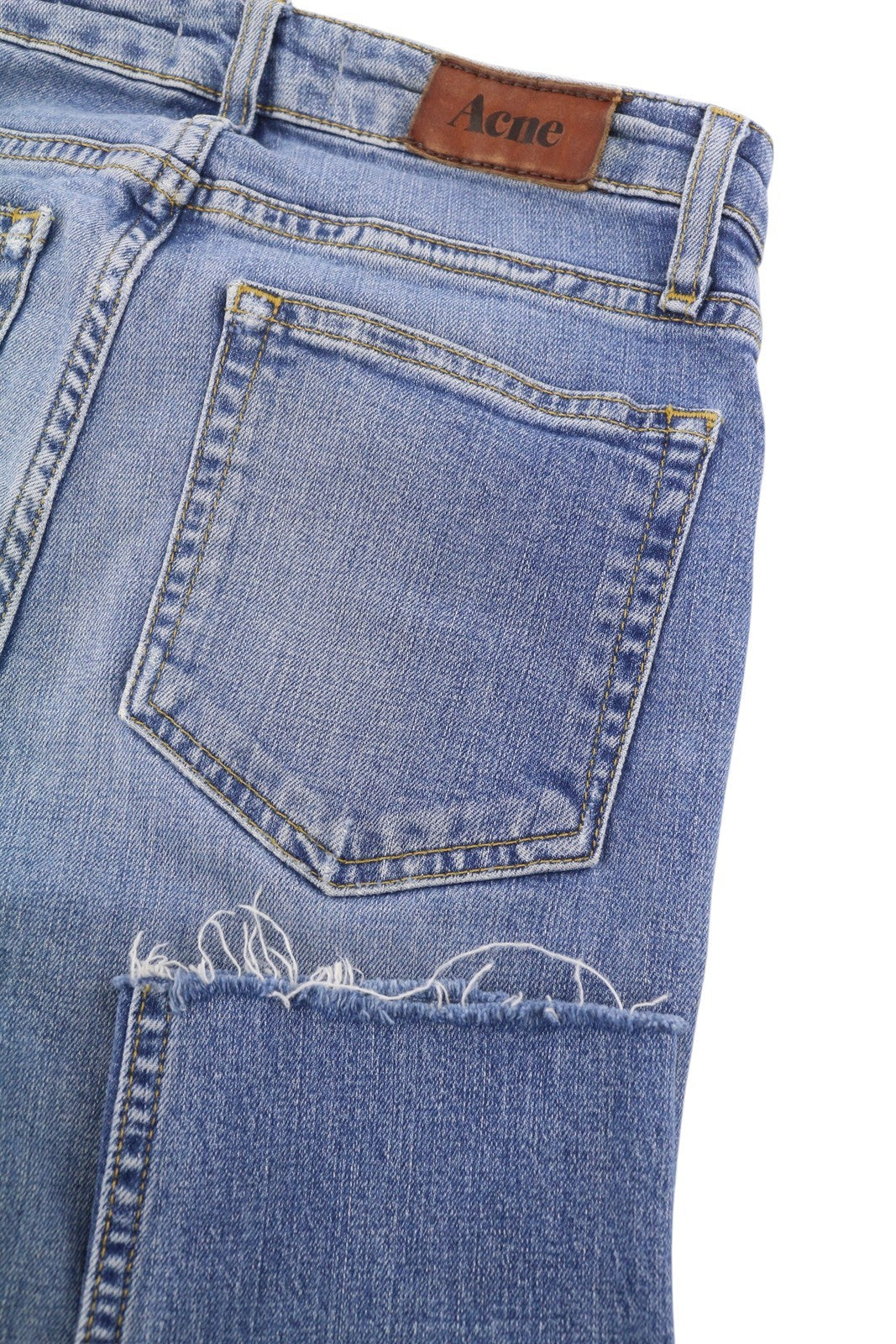 ACNE Flex Icon Women Jeans W26/L32 Blue Whiskers Faded Ripped Denim