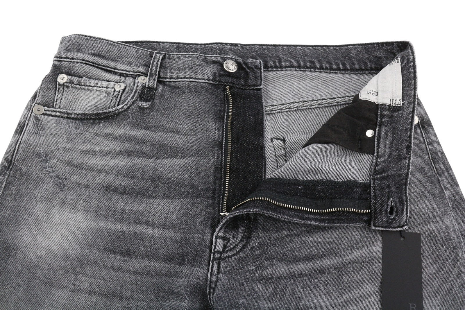 R13 Boyfriend Women Jeans 31 Grey Vintage Faded Ripped Cropped PS26 RRP595