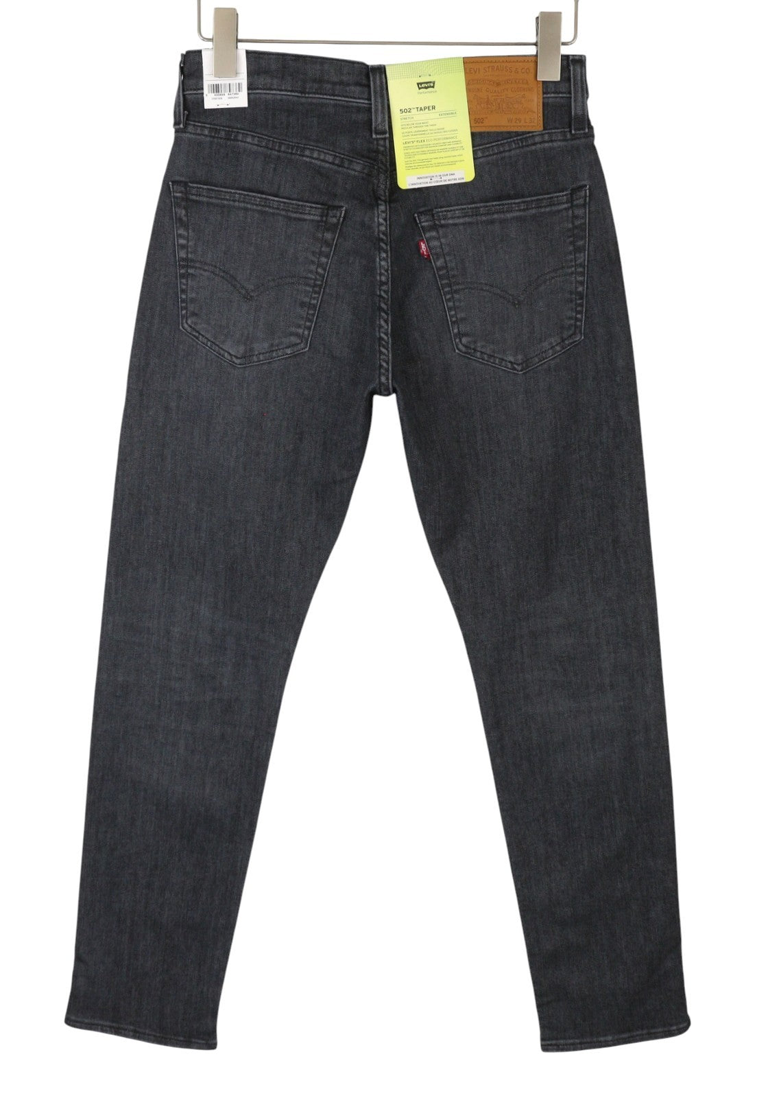 LEVI'S 502 Taper Men Jeans W29/L32 Grey Whiskers Faded Flex Premium Big E