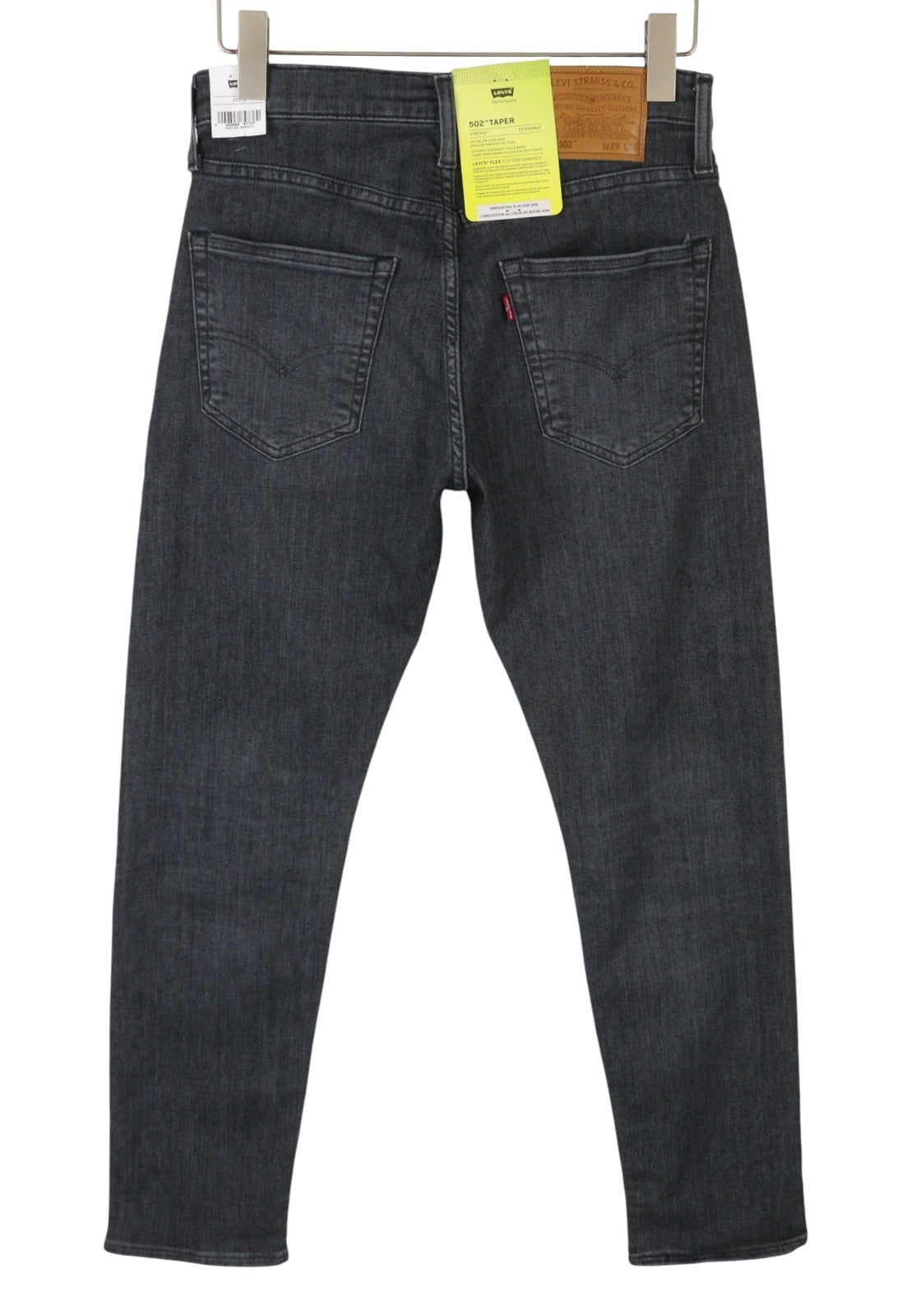 LEVI'S 502 Taper Men Jeans W29/L32 Dark Grey Whiskers Faded Flex Premium Big E