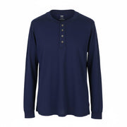 LEVI'S Relaxed Men T-Shirt L Dark Blue Half Button Thick Long Sleeve