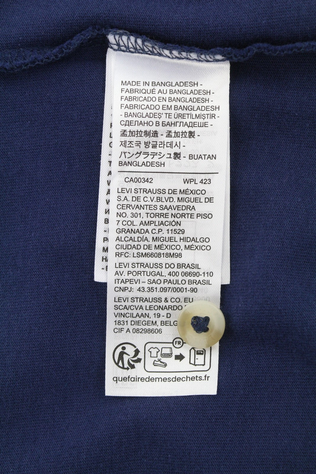 LEVI'S Relaxed Men T-Shirt L Dark Blue Half Button Thick Long Sleeve