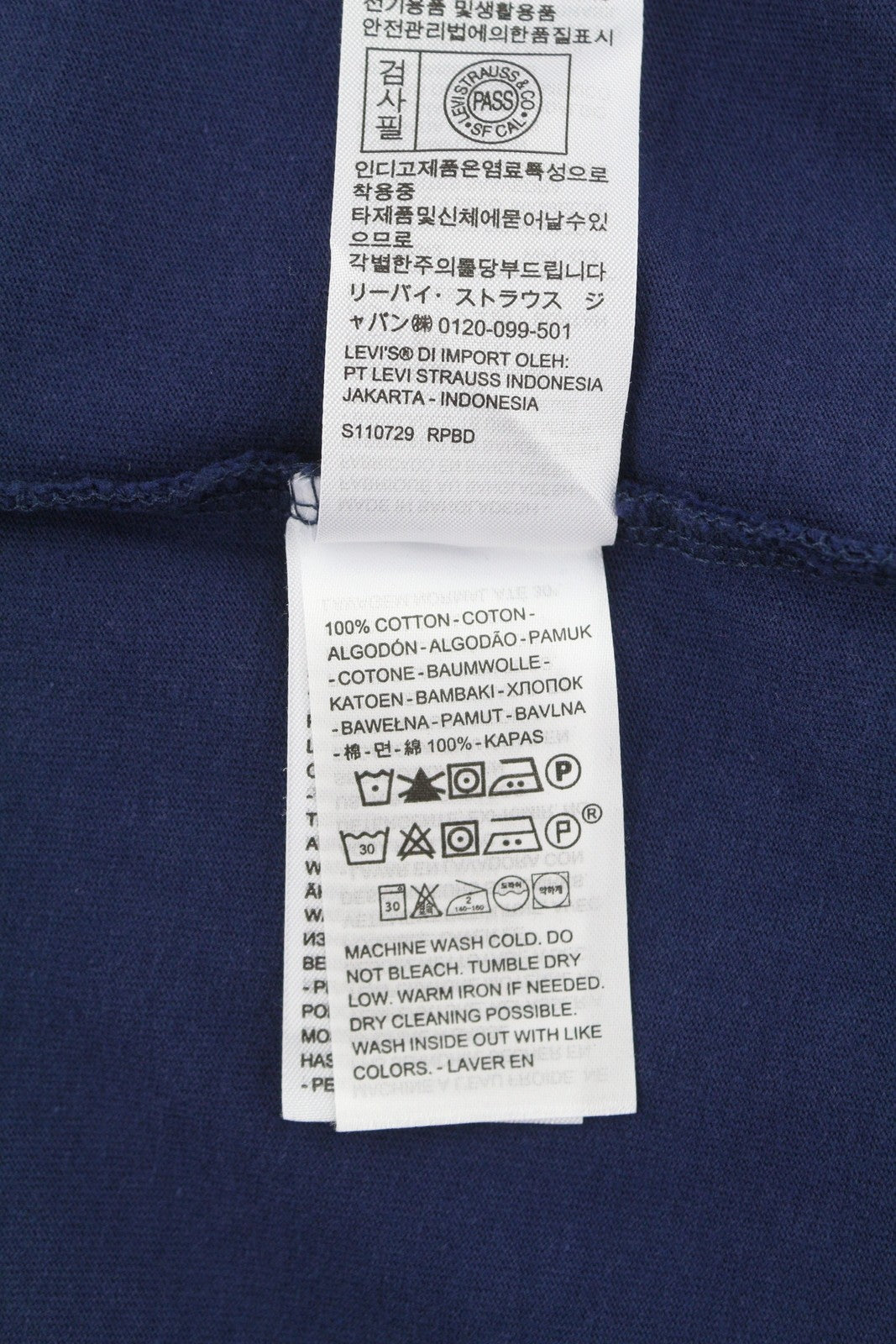 LEVI'S Relaxed Men T-Shirt L Dark Blue Half Button Thick Long Sleeve