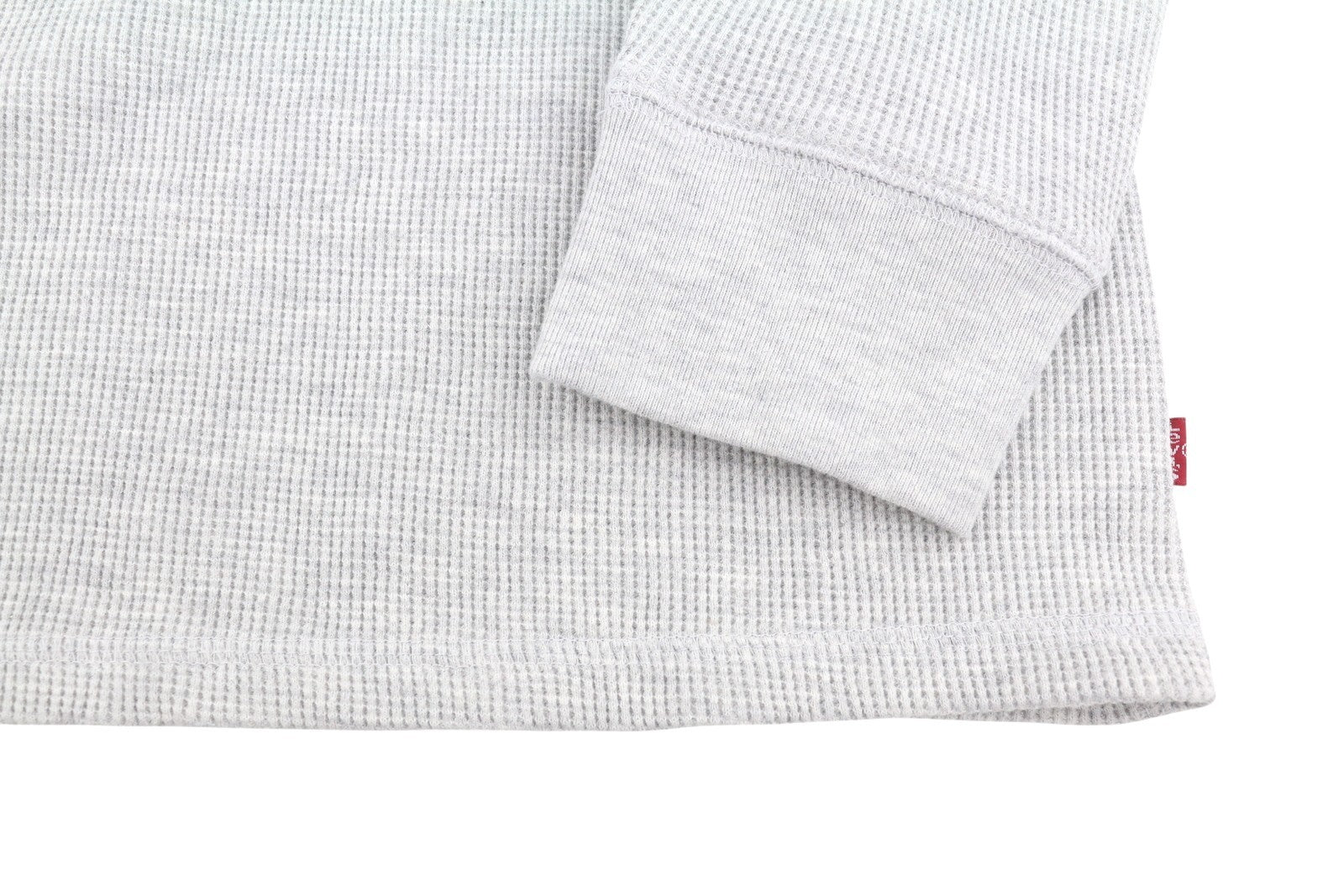 LEVI'S Standard Fit Men T-Shirt M Grey Melange Half Button Thick Long Sleeve