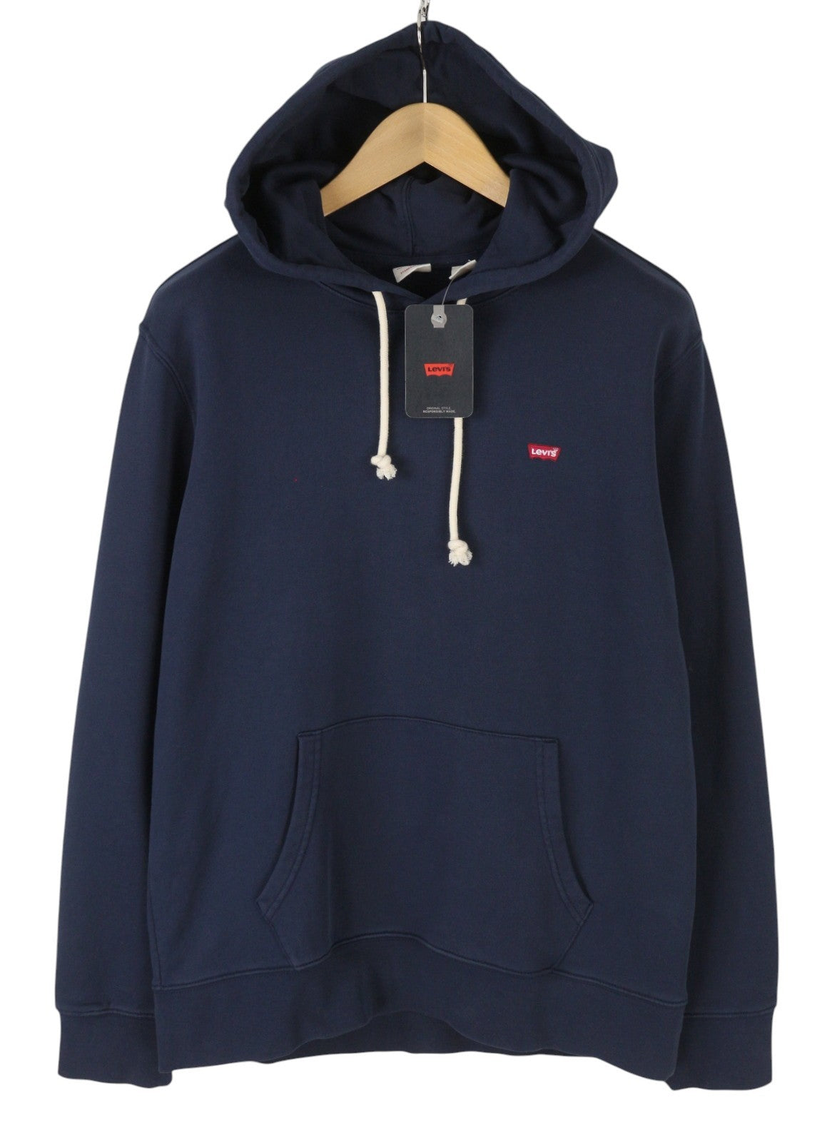 LEVI'S Standard Fit Men Hoodie M Blue Cotton Kangaroo Pocket Pull On