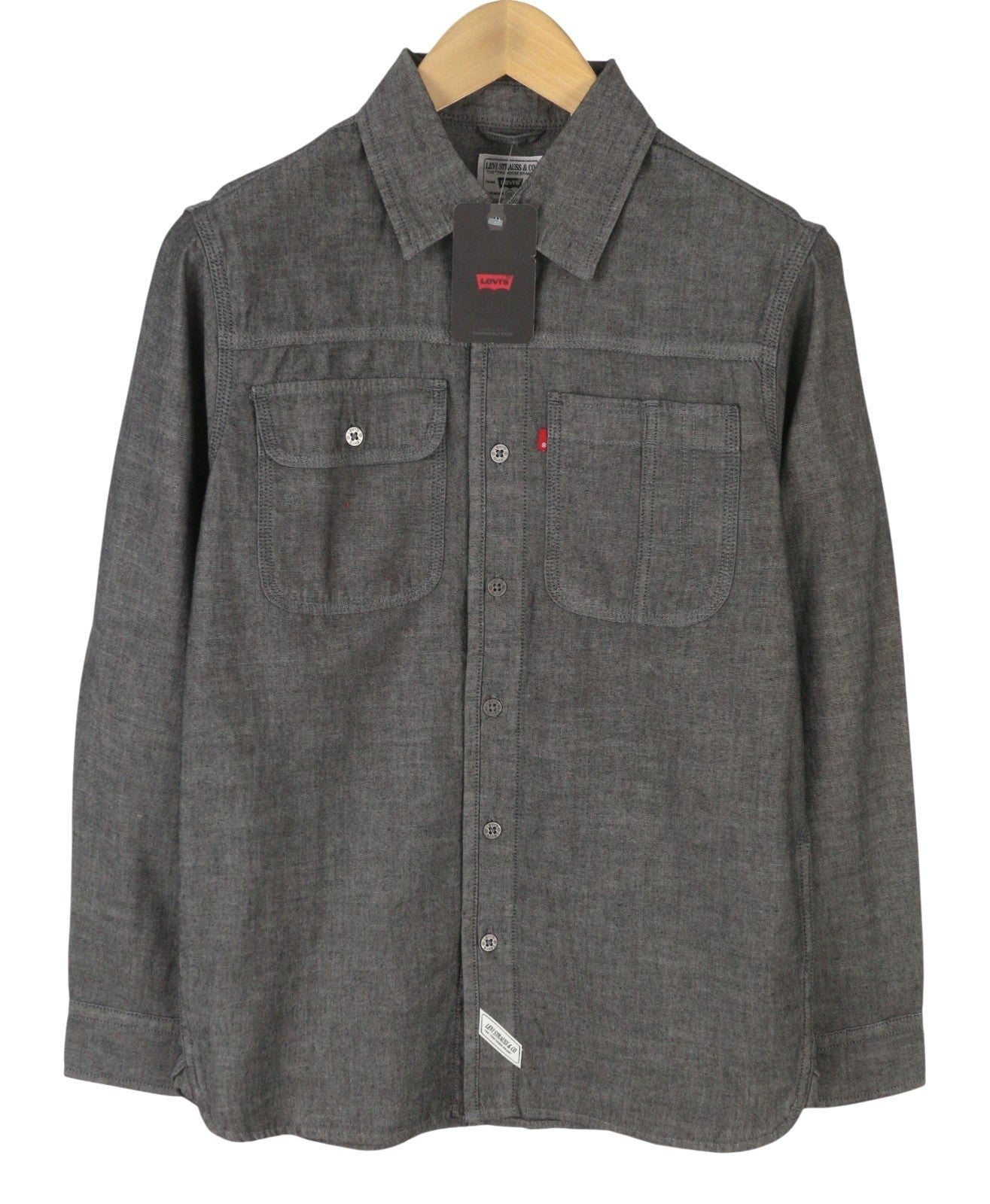 LEVI'S Relaxed Men Shirt XS Black Melange Denim Look Button-Up