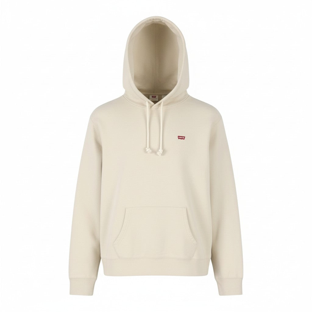 LEVI'S Standard Fit Men Hoodie L Beige Kangaroo Pocket Pull On