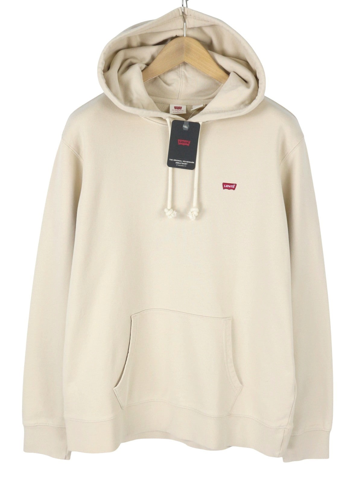 LEVI'S Standard Fit Men Hoodie L Beige Kangaroo Pocket Pull On