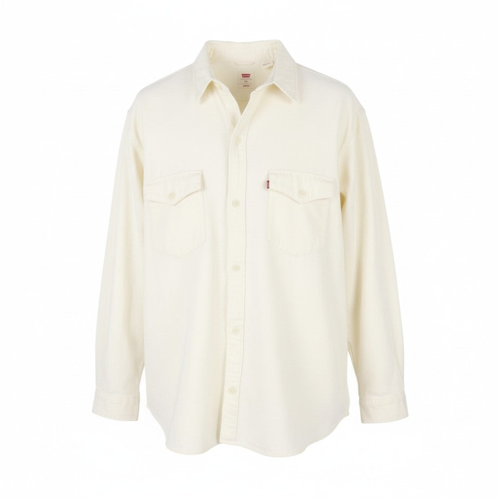LEVI'S Relaxed Men Shirt 2XL Beige Hemp Blend Western Button-Up