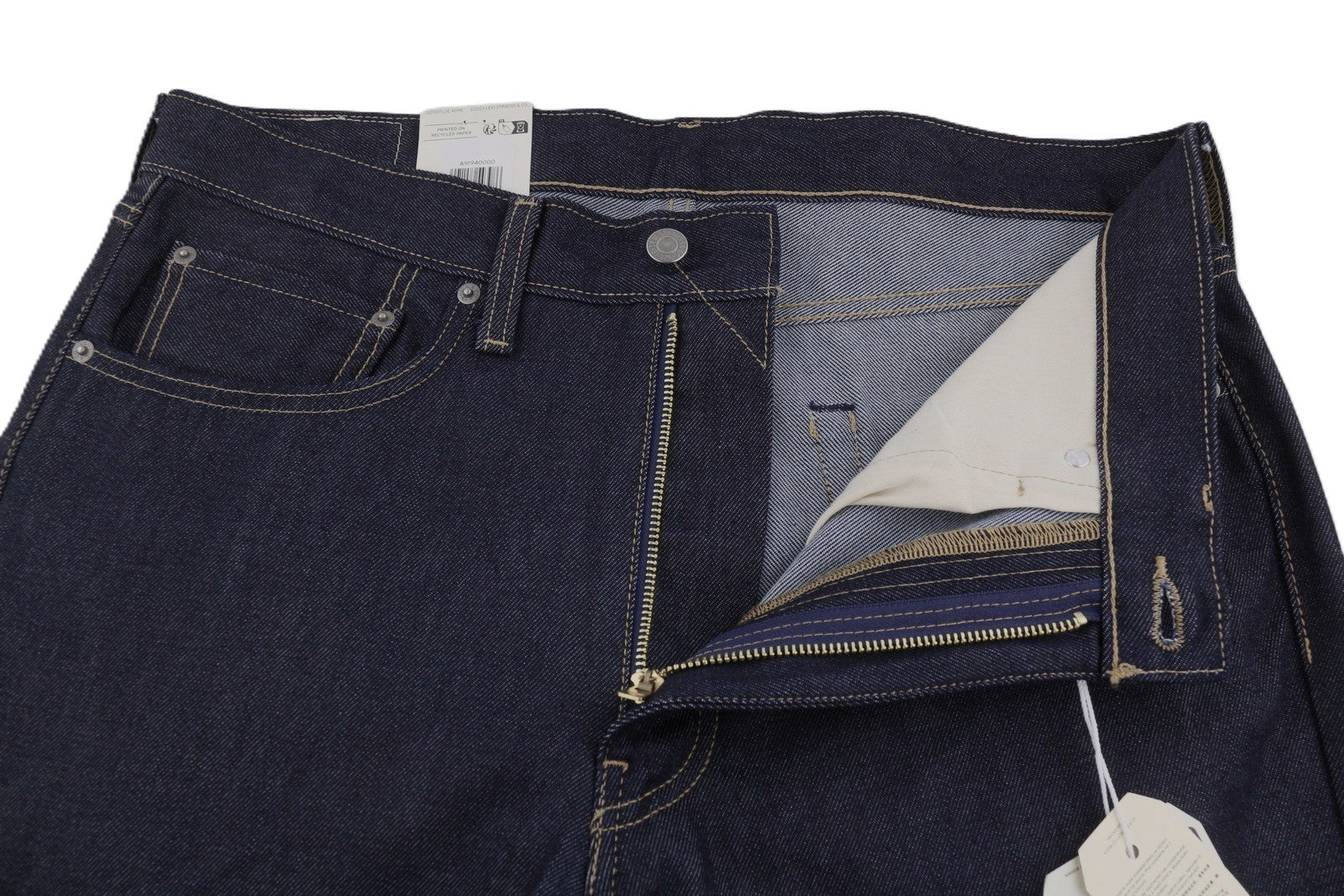 LEVI'S 568 Loose Straight Men Jeans W34/L32 Navy Blue Zip Fly Big E