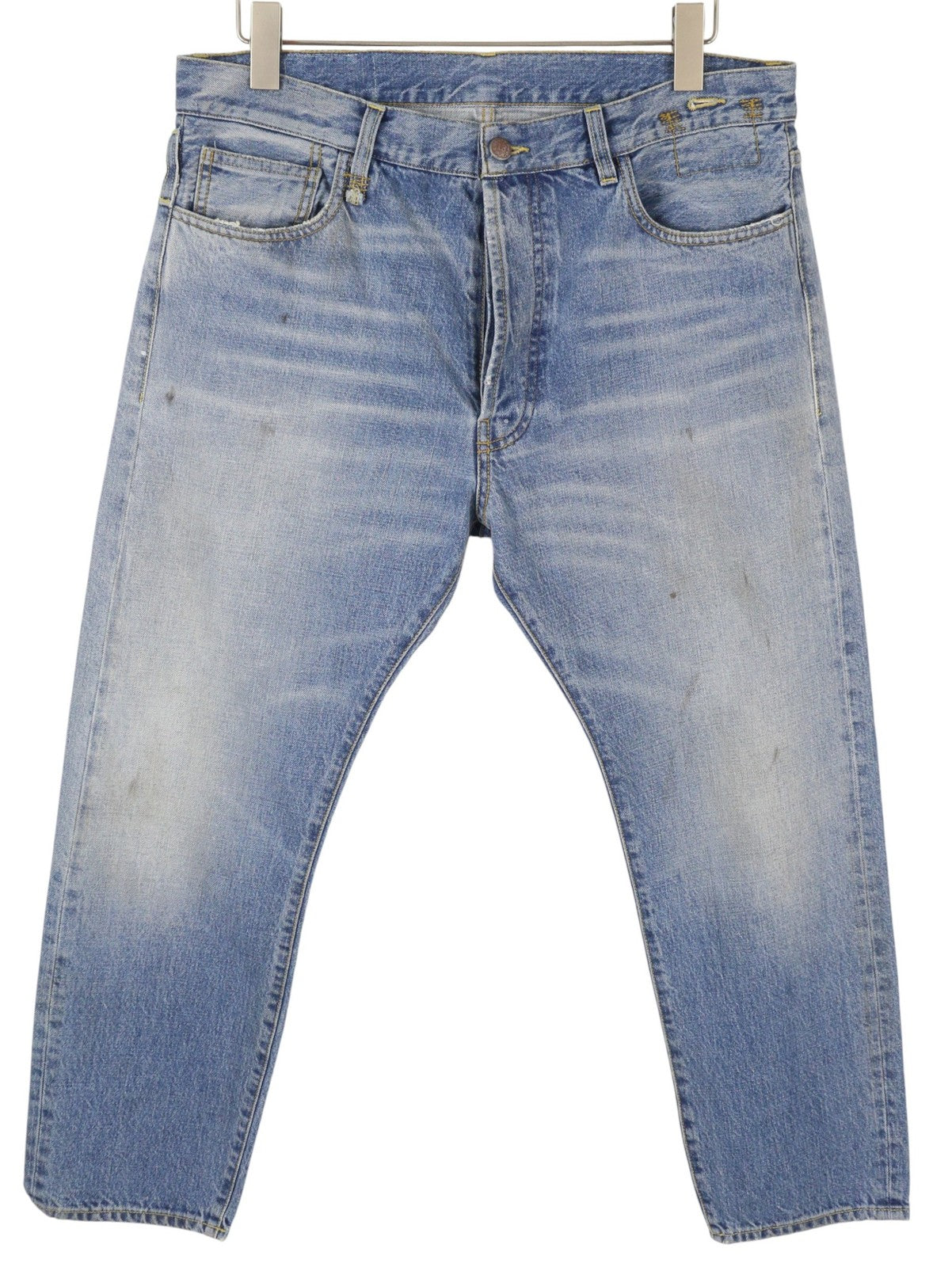 R13 Women Jeans ~W36 Blue Faded Dirty Look Straight Cropped Fit