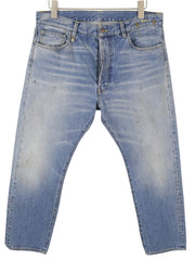 R13 Women Jeans ~W36 Blue Faded Dirty Look Straight Cropped Fit