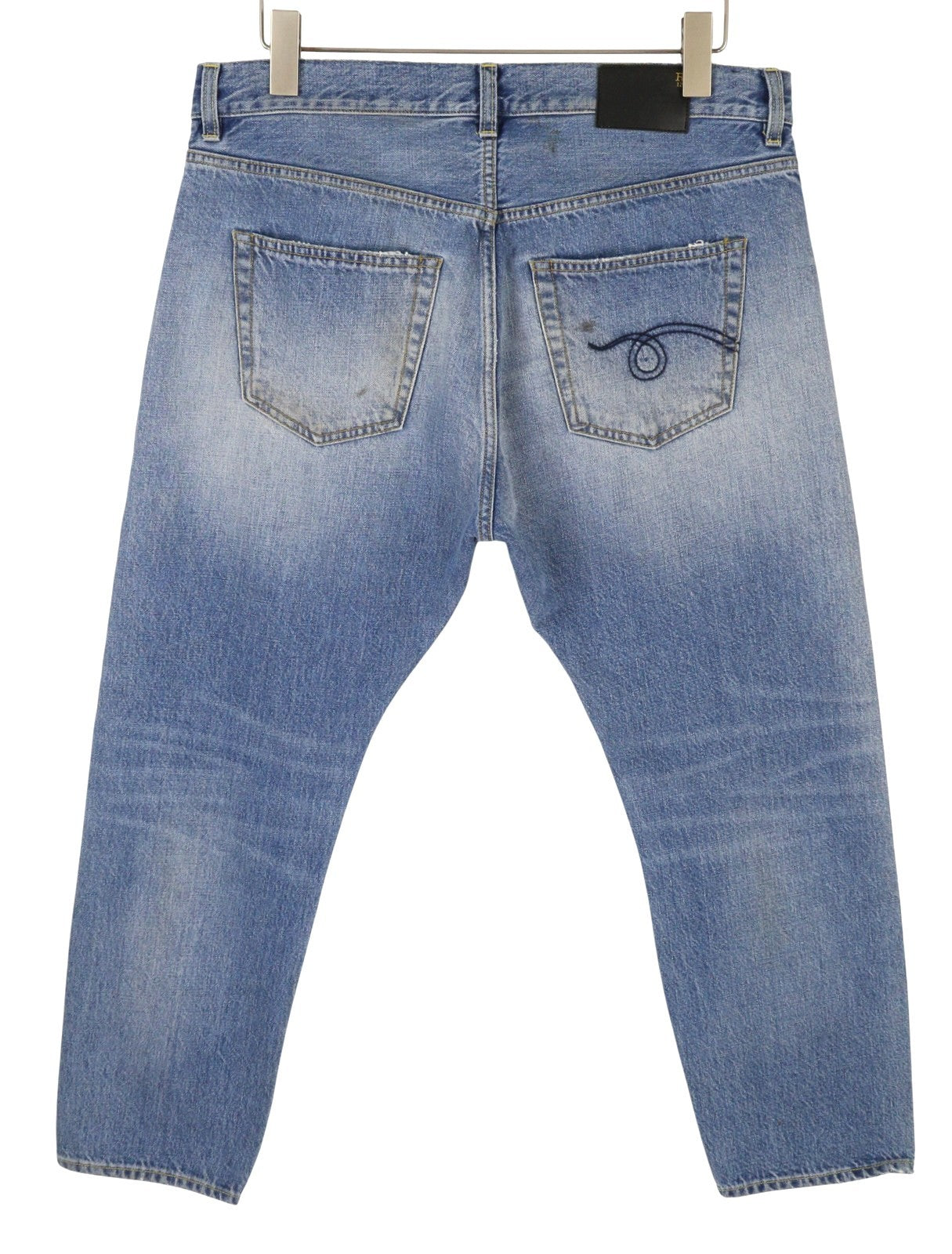R13 Women Jeans ~W36 Blue Faded Dirty Look Straight Cropped Fit