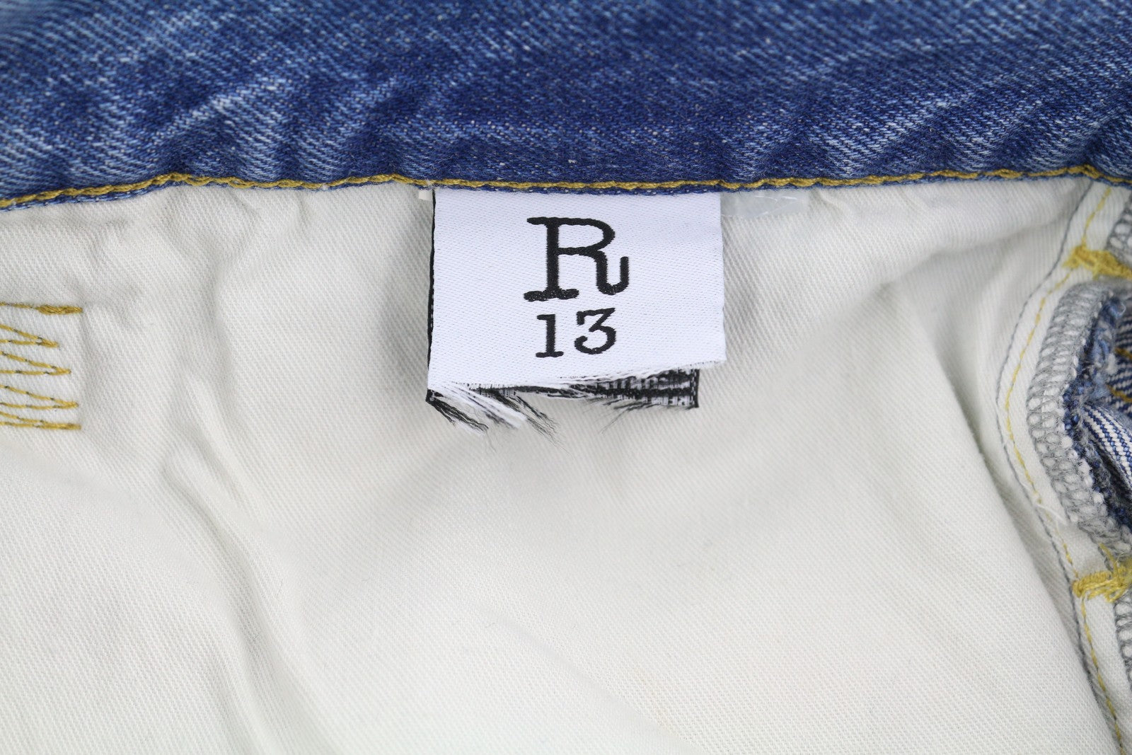 R13 Women Jeans ~W36 Blue Faded Dirty Look Straight Cropped Fit