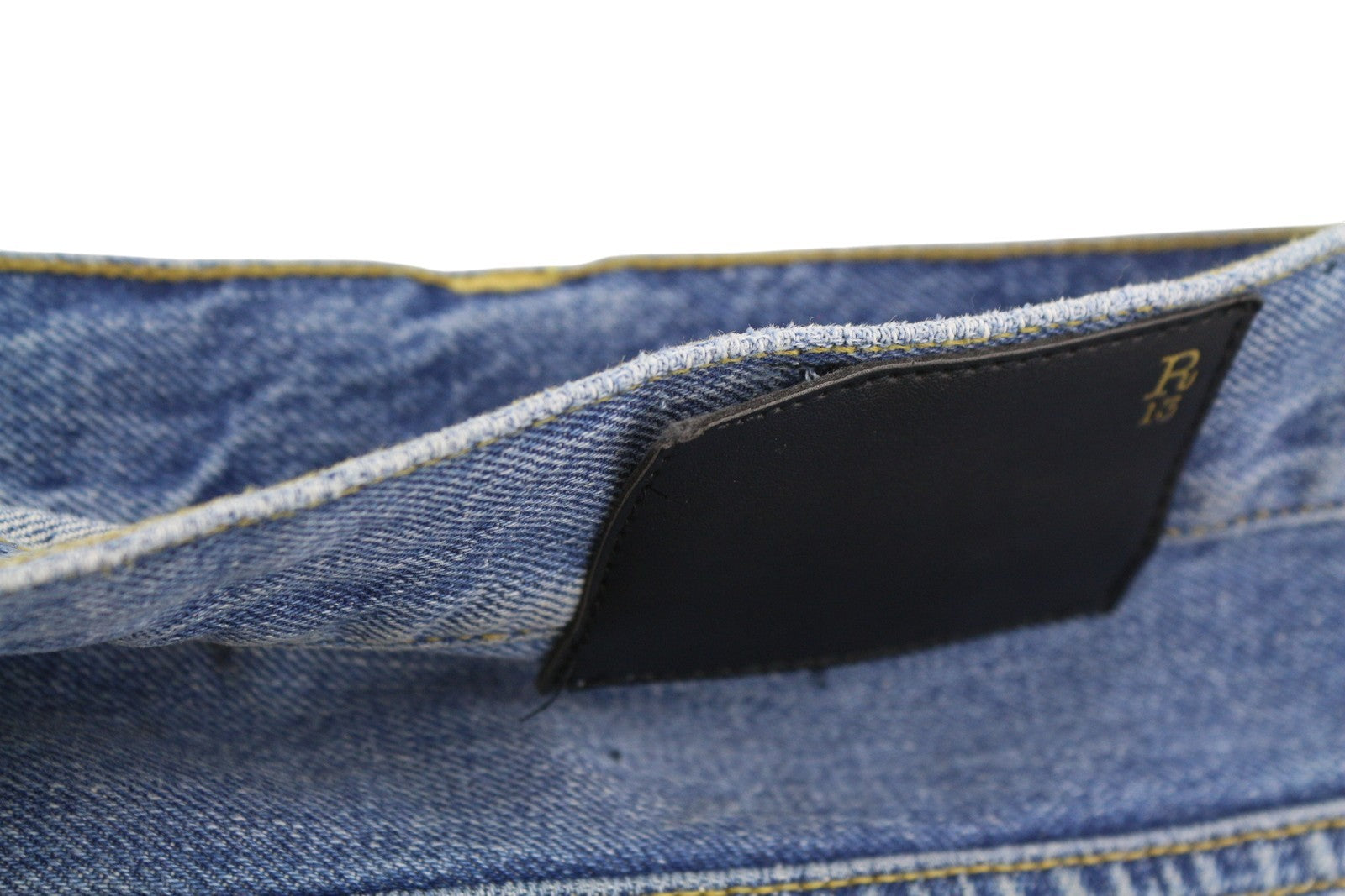 R13 Women Jeans ~W36 Blue Faded Dirty Look Straight Cropped Fit