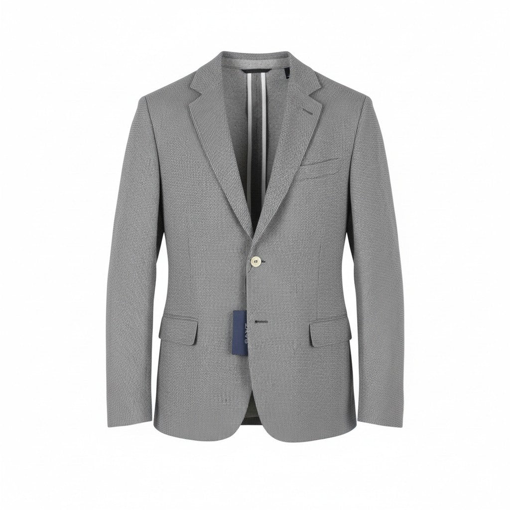 GANT Mini Pattern Jersey Men Blazer EU54 Grey Melange Slim Notch Single