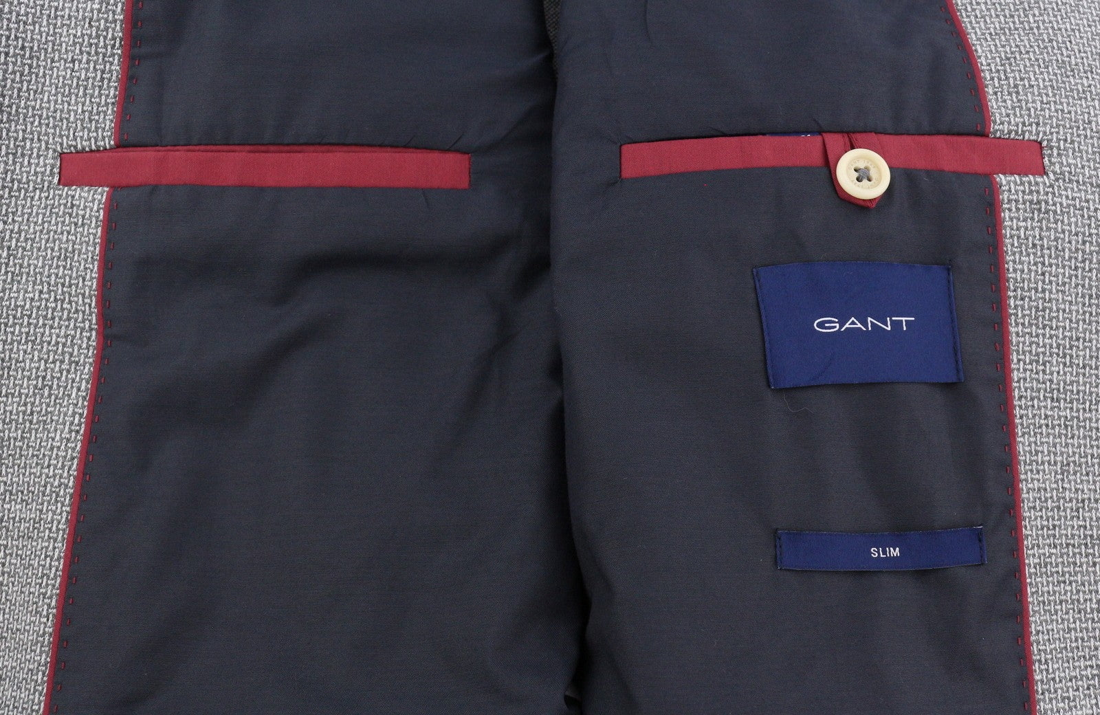 GANT Mini Pattern Jersey Men Blazer EU54 Grey Melange Slim Notch Single
