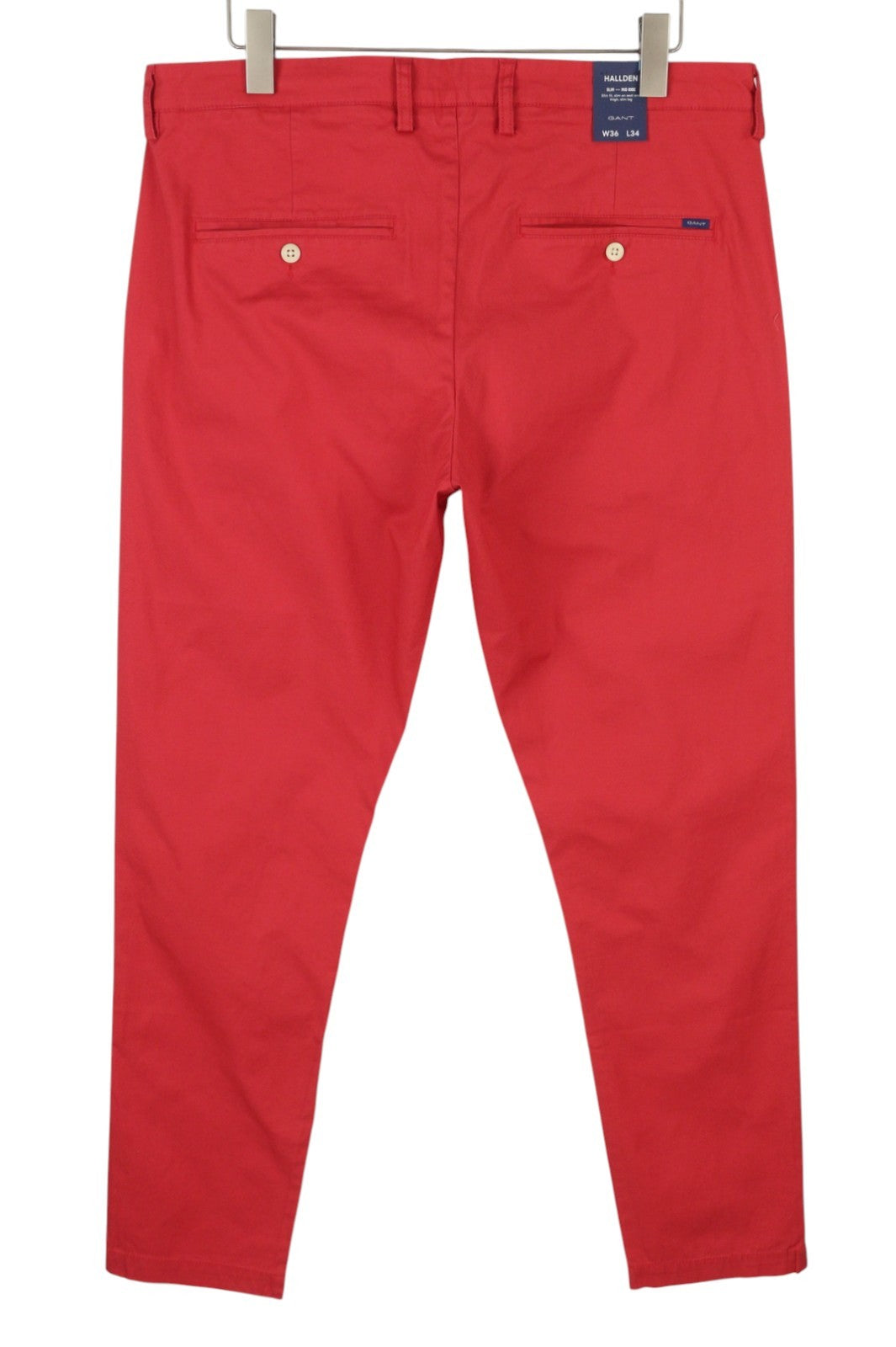 GANT Hallden Sunfaded Chinos Men Trousers W36/L34 Red Slim Mid Rise Zip