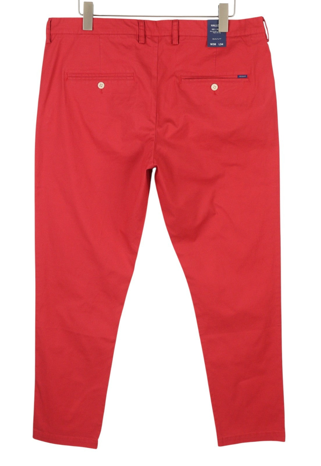 GANT Hallden Sunfaded Chinos Men Trousers W38/L34 Red Slim Mid Rise Zip