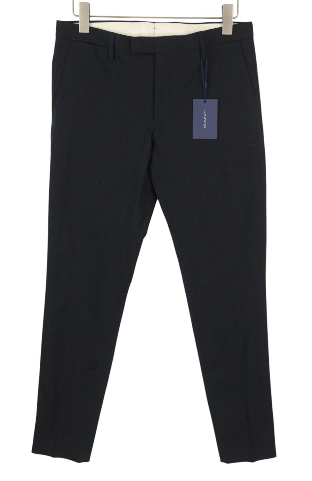 GANT Stretch Linen Men Trousers EU48 Evening Blue Slim Flat Front Dark