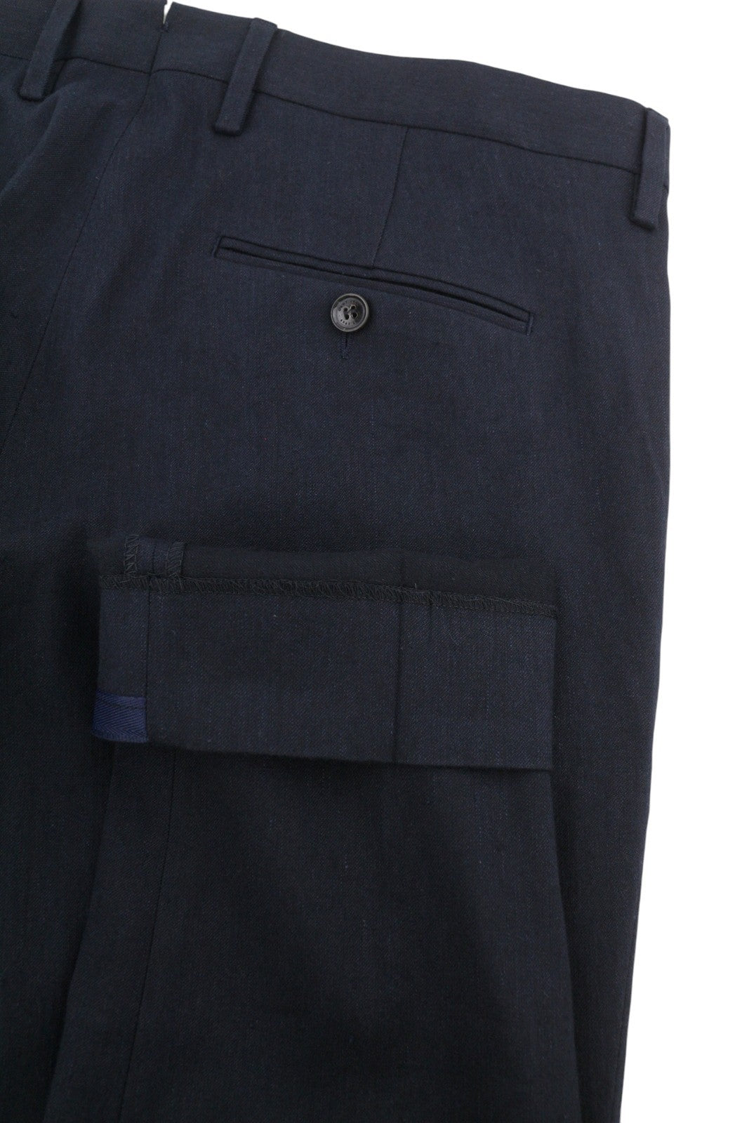 GANT Stretch Linen Men Trousers EU48 Evening Blue Slim Flat Front Dark