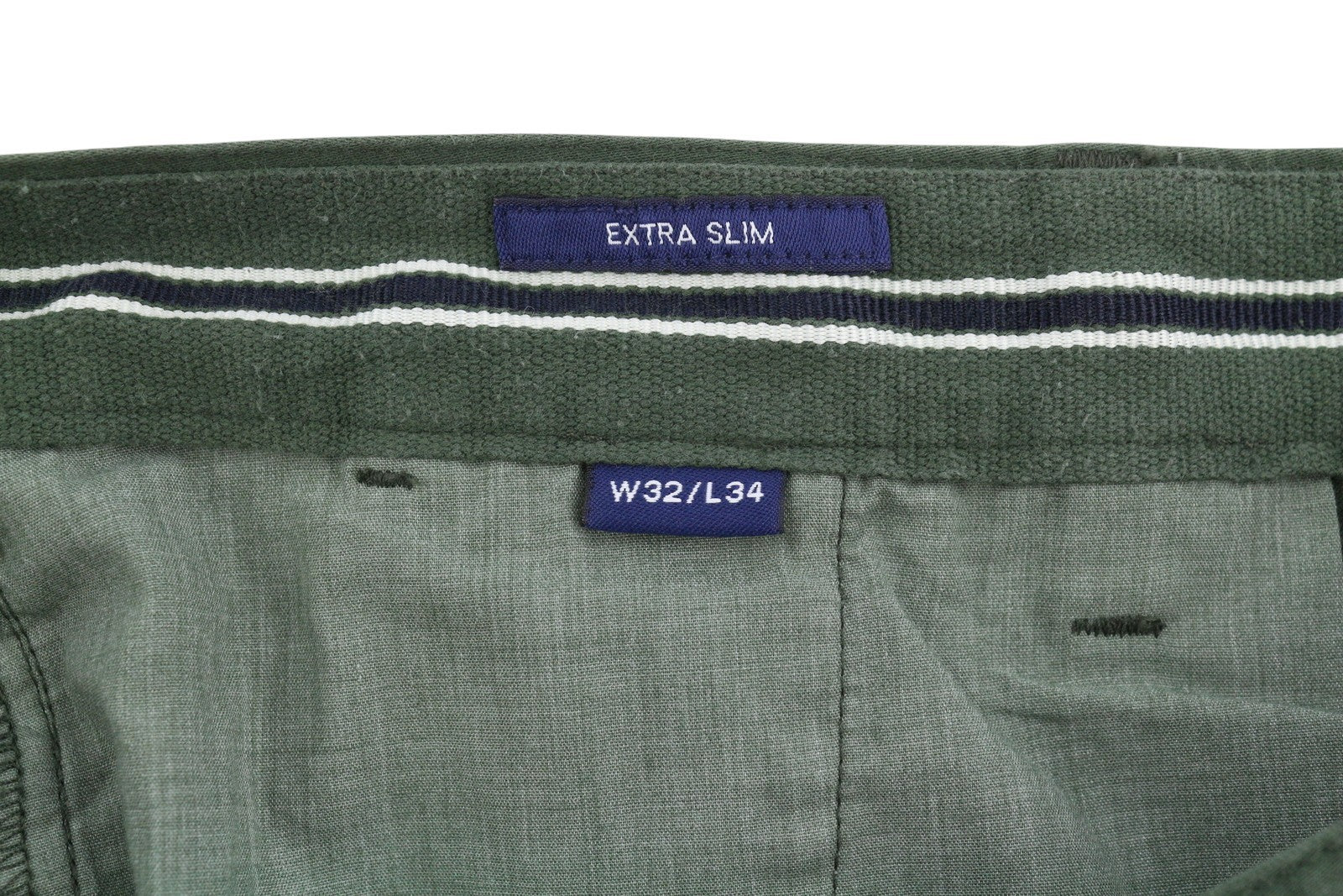 GANT Brushed Extra Slim Chino Men Trousers W32/L34 Thyme Green Casual Zip