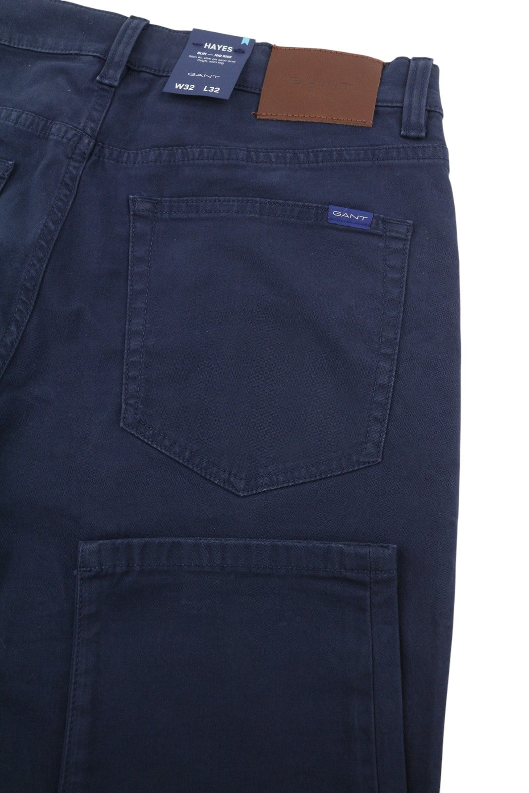 GANT Hayes Dusty Twill Men Trousers W32/L32 Marine Slim Fit Zip Fly