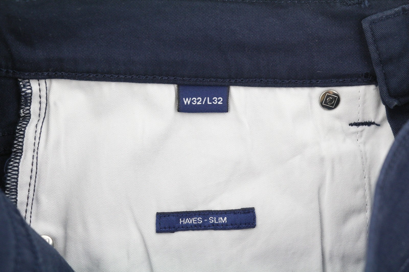 GANT Hayes Dusty Twill Men Trousers W32/L32 Marine Slim Fit Zip Fly