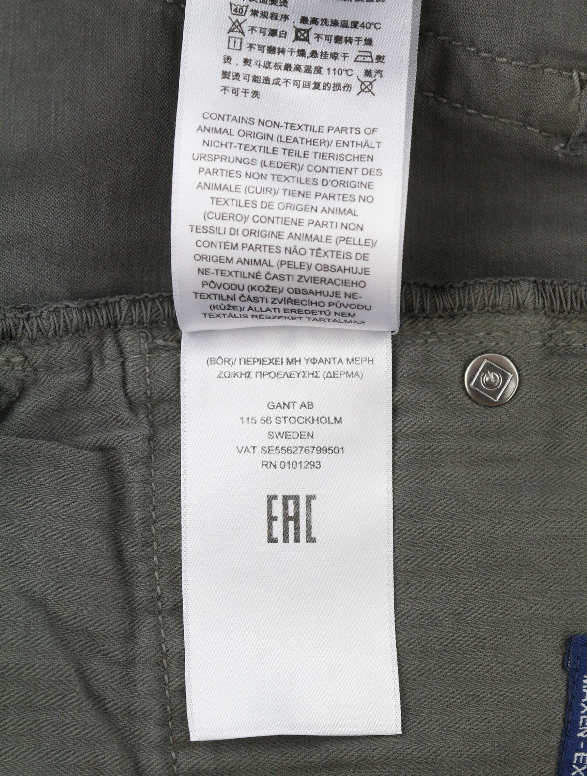 GANT Maxen Satin Men Trousers W35/L32 Grey Extra Slim Casual Zip Fly